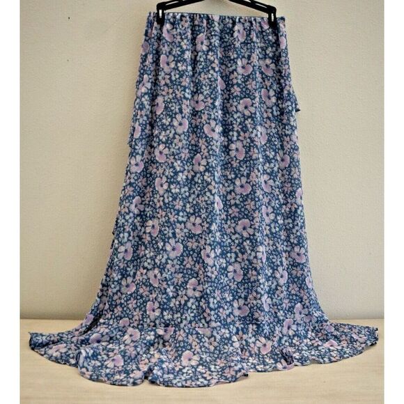 Intimately FP OB1589243 Women's Sz XS Blue Floral Romance Me Ruffle Slip Skirt - Picture 2 of 6